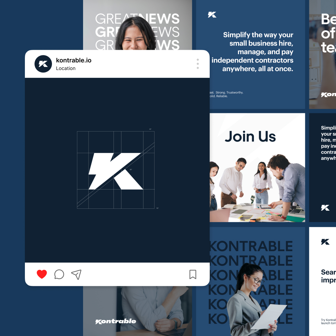 Reel Unlimited 4 A collage of images promoting Kontrable.io features a central K logo on a dark backdrop. Surrounding panels showcase diverse professionals, text about business solutions, and the phrase Join Us. Experience unlimited graphic design with our dynamic design subscription service.