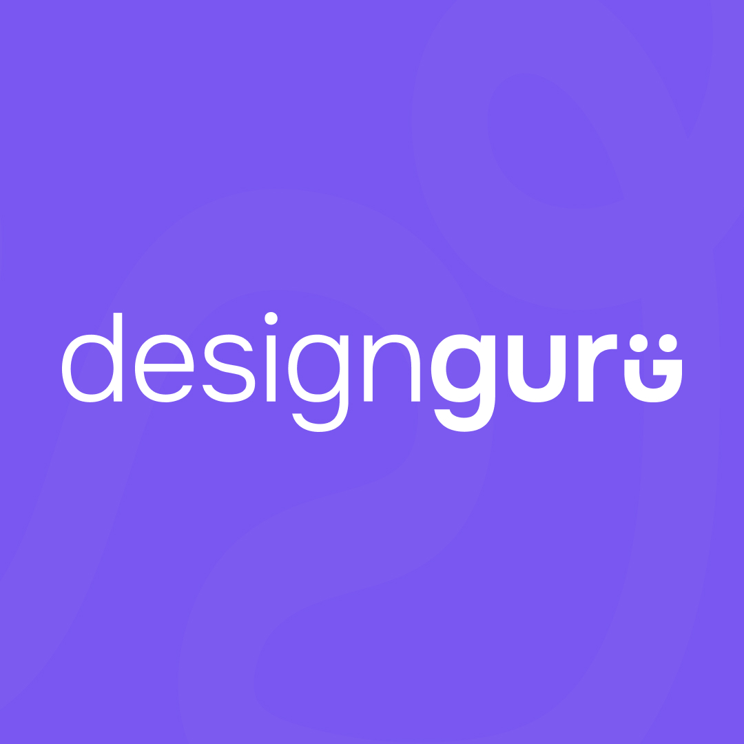 Design As A Service 3 The image showcases the text designguru, featuring a stylized smiley face cleverly integrated into the word guru on a purple background, embodying the essence of unlimited graphic design.